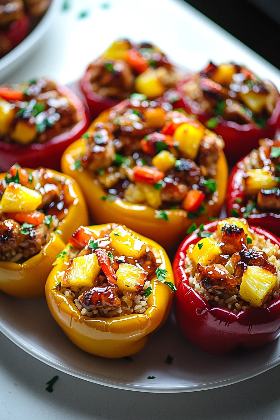 Teriyaki Pineapple Chicken Stuffed Peppers