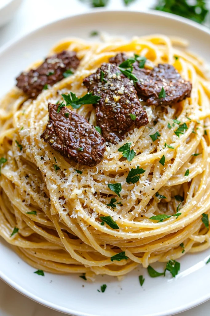 Beef and Garlic Butter Pasta