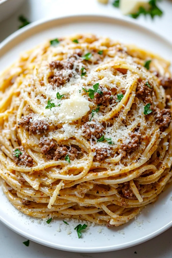 Cajun Beef Spaghetti in Creamy Parmesan Sauce