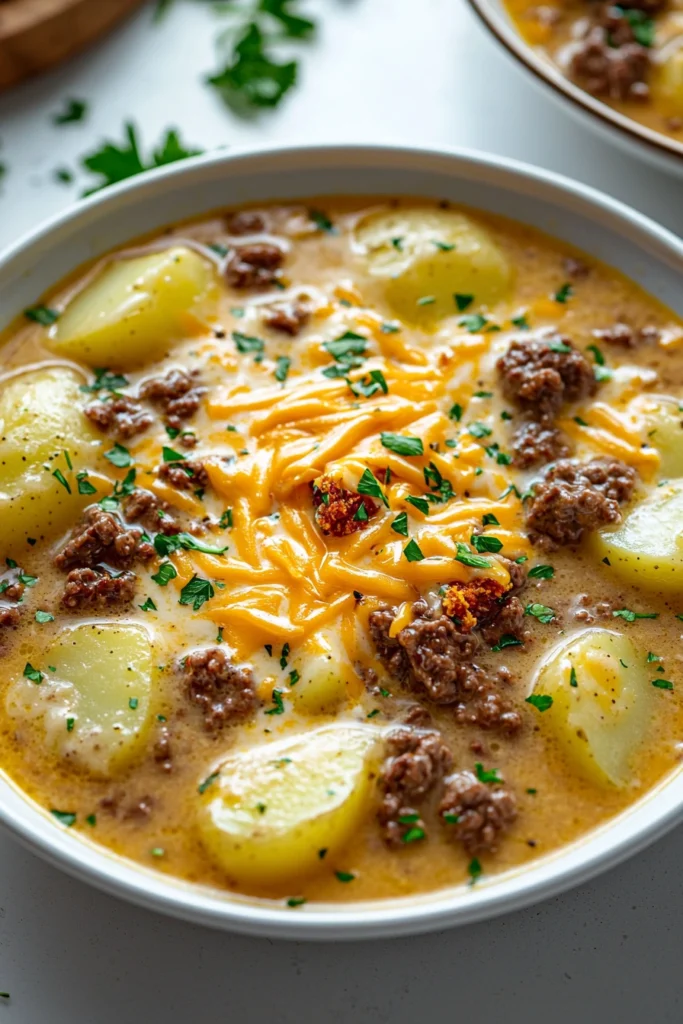 Cheesy Beef & Potato Soup