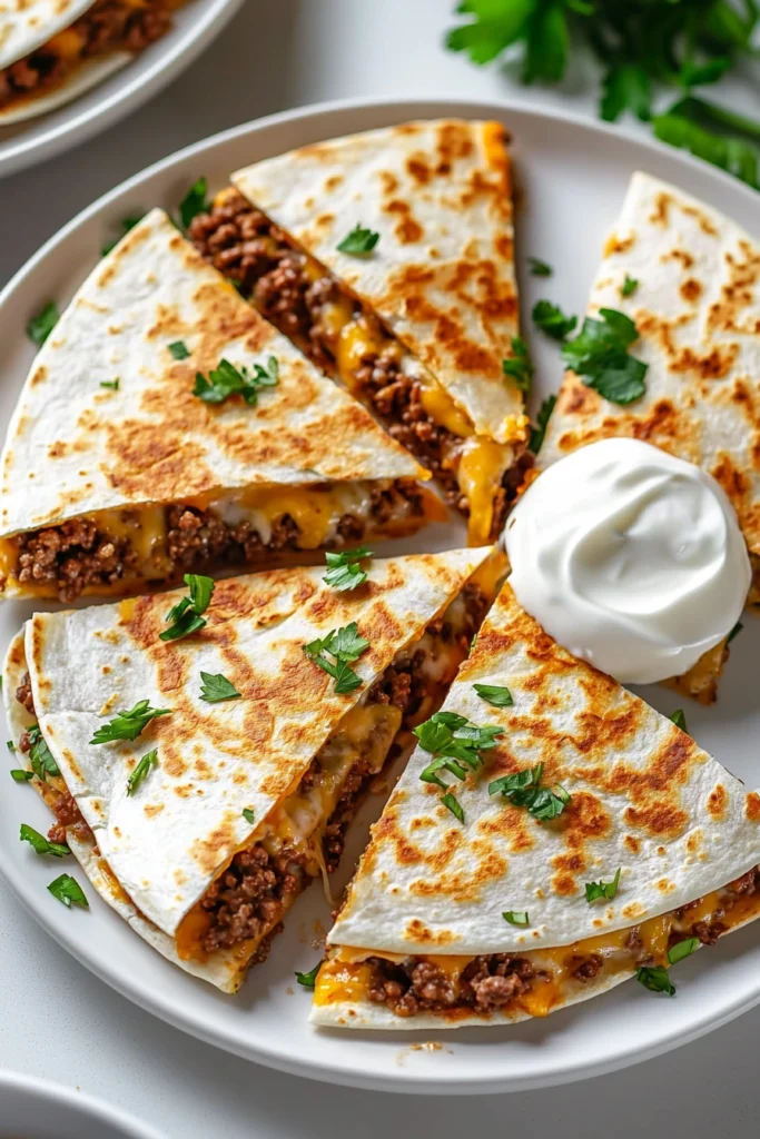 Cheesy Ground Beef Quesadillas