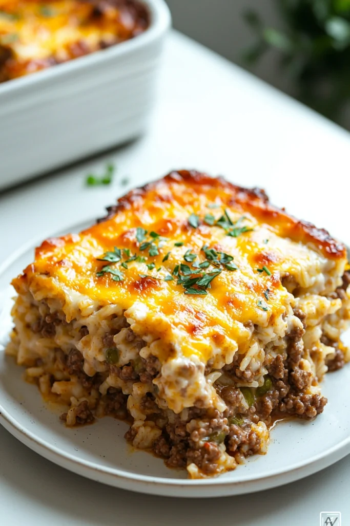 Cheesy Ground Beef Rice Casserole