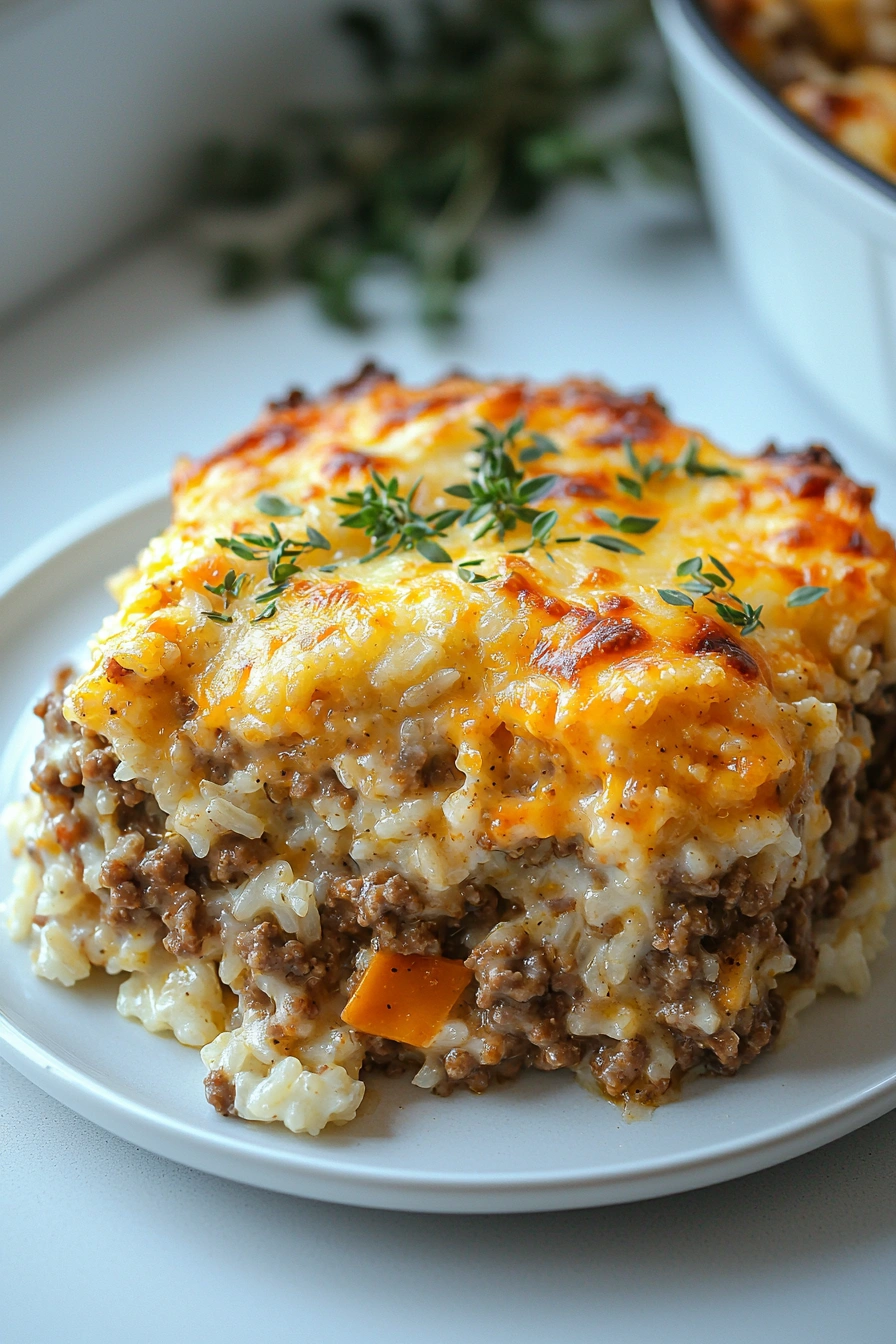 Cheesy Hamburger Rice Casserole