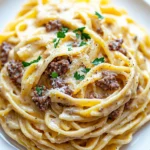 Creamy Beef Pasta with Garlic Butter