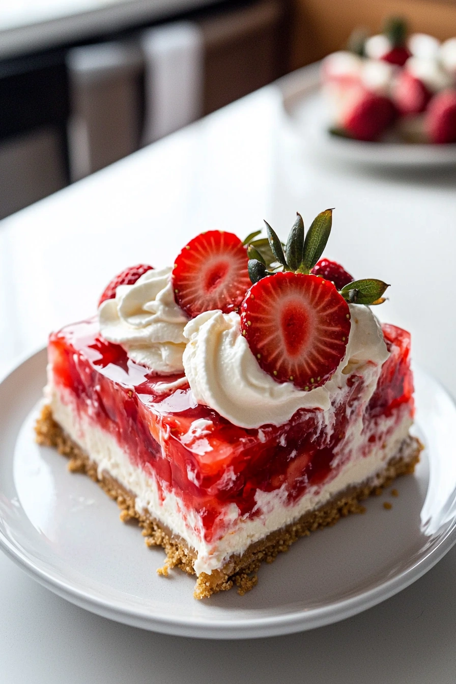 No-Bake Strawberry Jello Lasagna