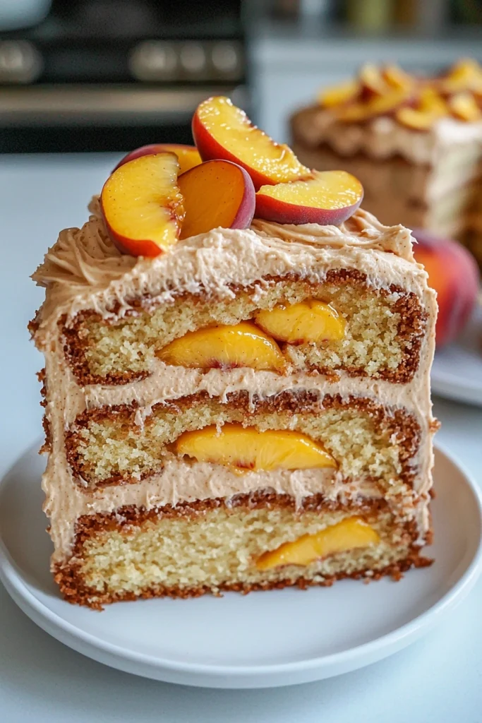 Peach Cake with Brown Sugar Frosting