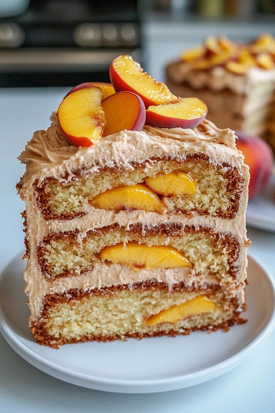 Peach Cake with Brown Sugar Frosting