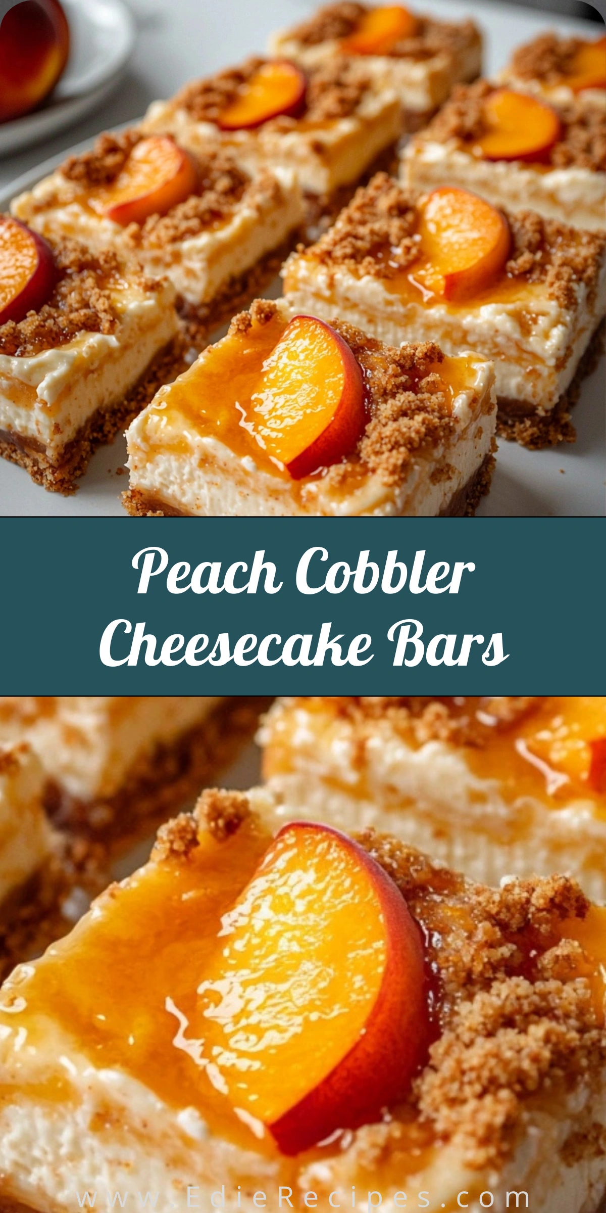 Peach Cobbler Cheesecake Bars