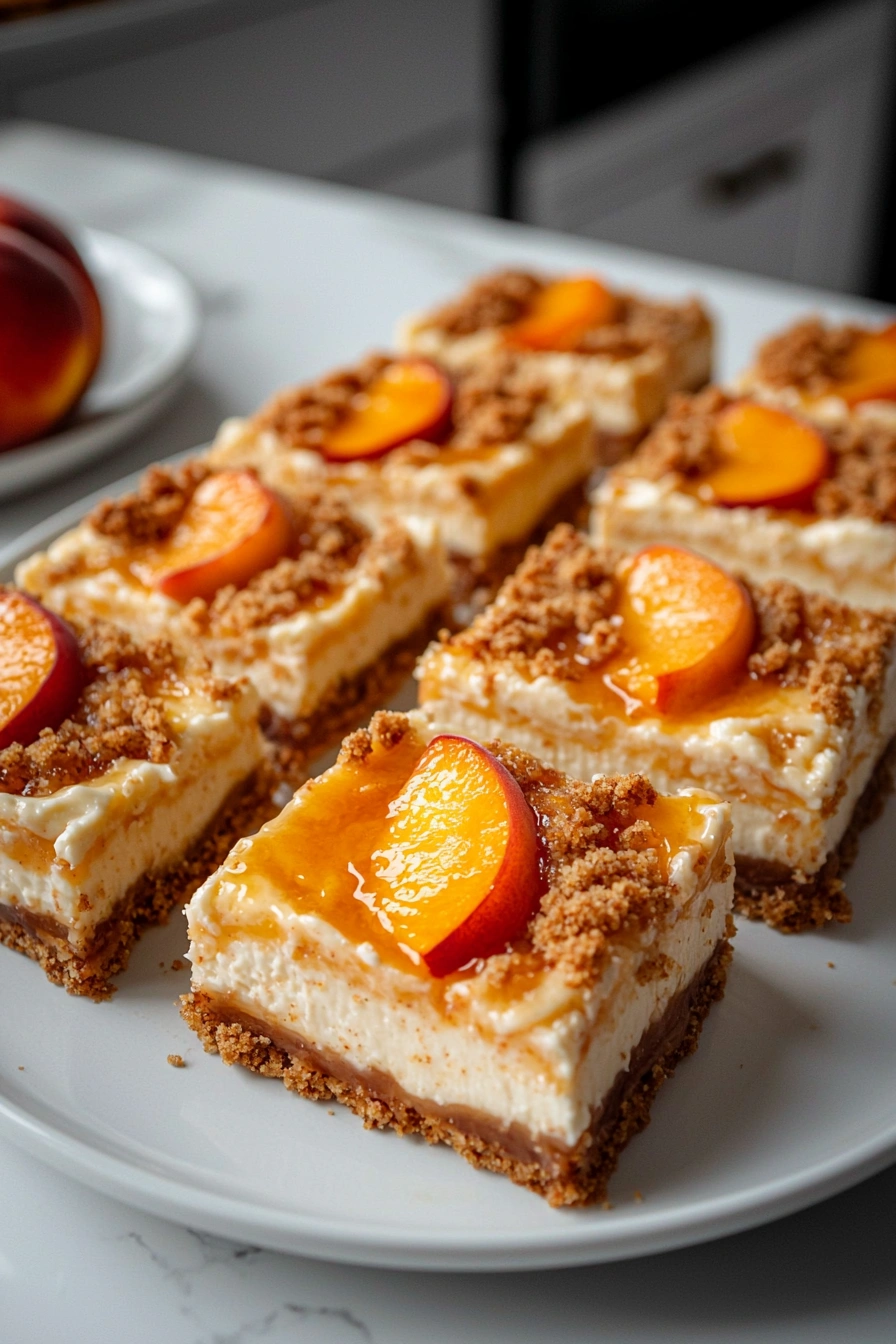 Peach Cobbler Cheesecake Bars