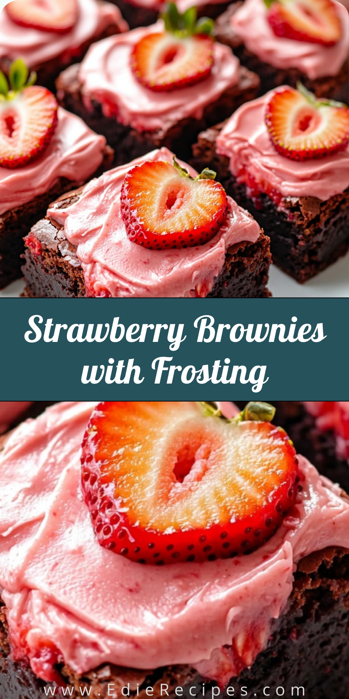 Strawberry Brownies with Frosting
