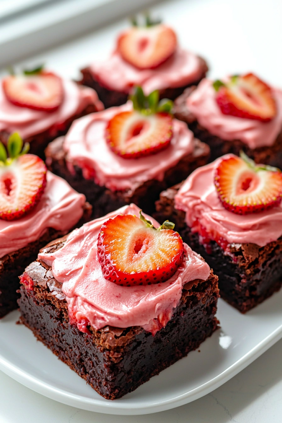 Strawberry Brownies with Frosting