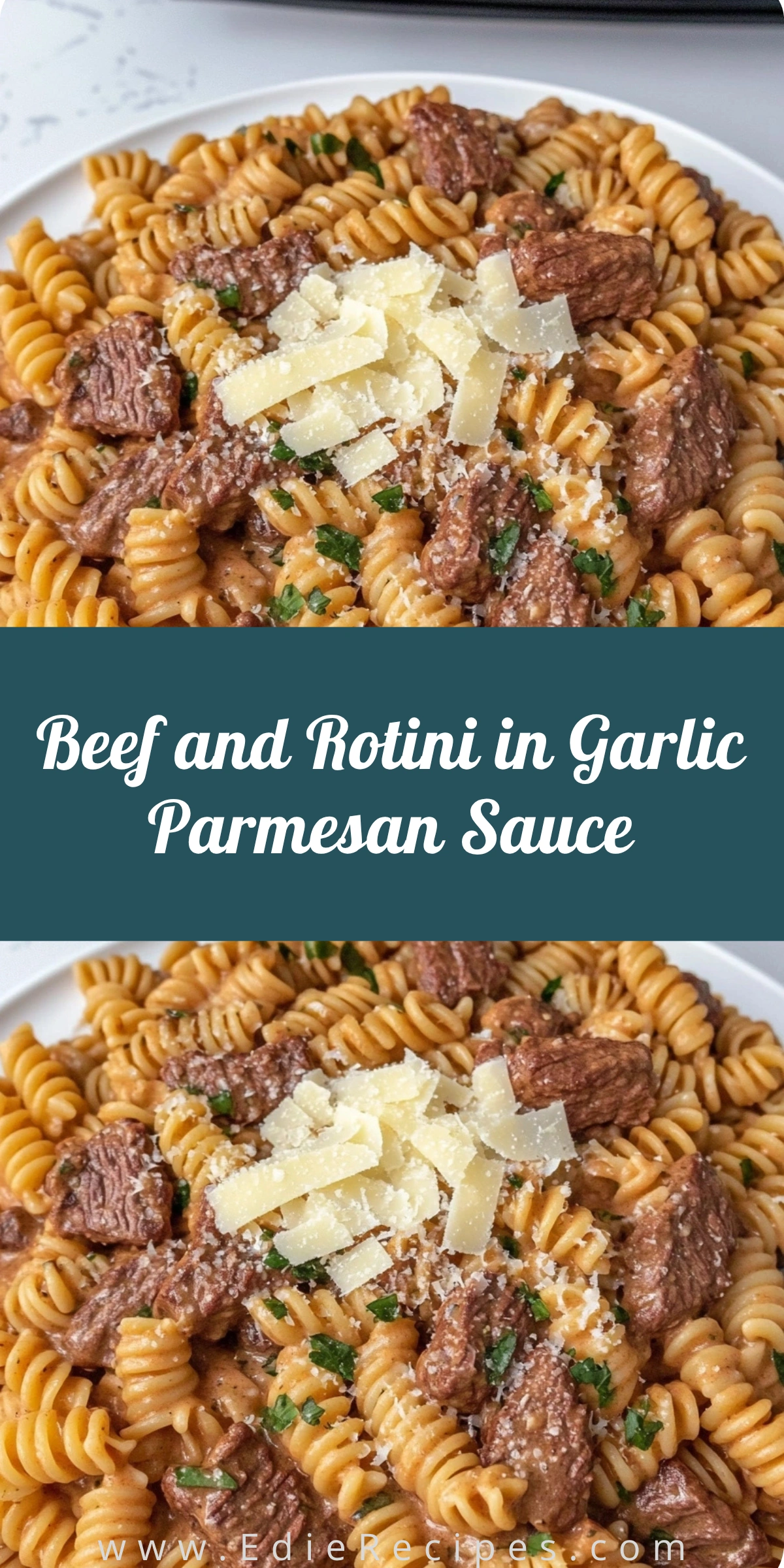 Beef and Rotini in Garlic Parmesan Sauce