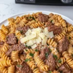 Beef and Rotini in Garlic Parmesan Sauce