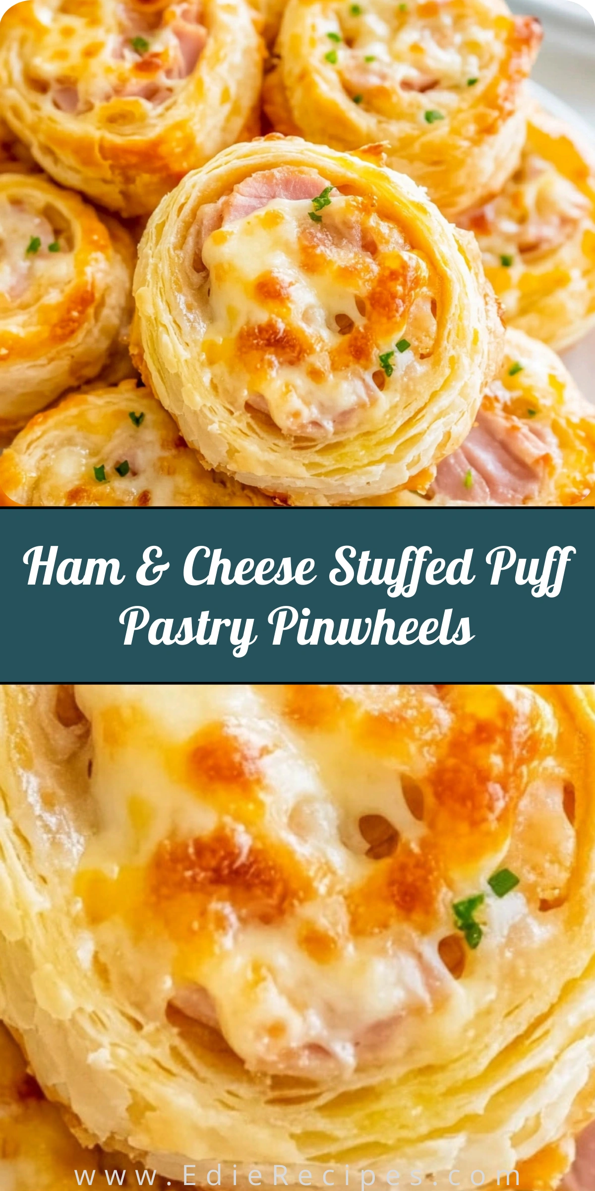 Ham & Cheese Stuffed Puff Pastry Pinwheels