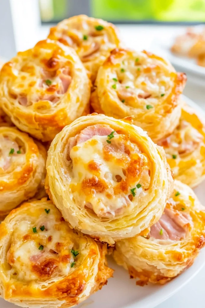 Ham & Cheese Stuffed Puff Pastry Pinwheels