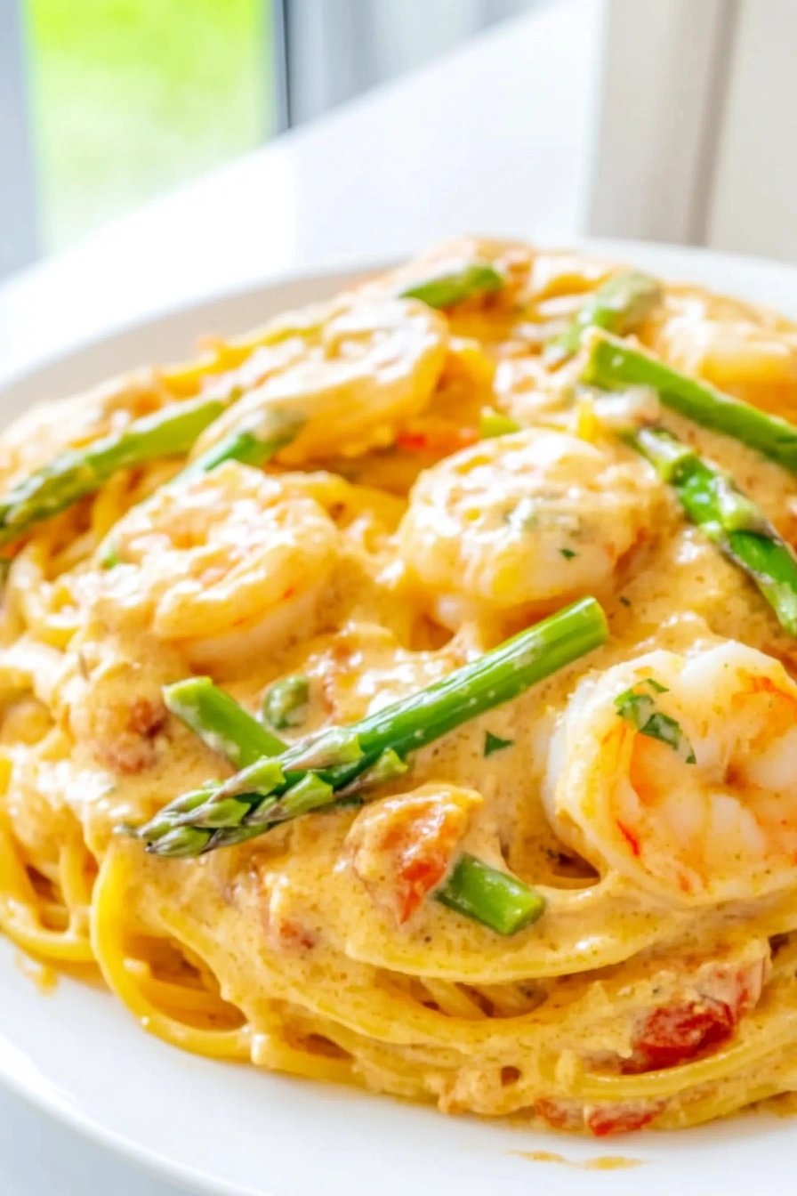 Shrimp Asparagus Carbonara