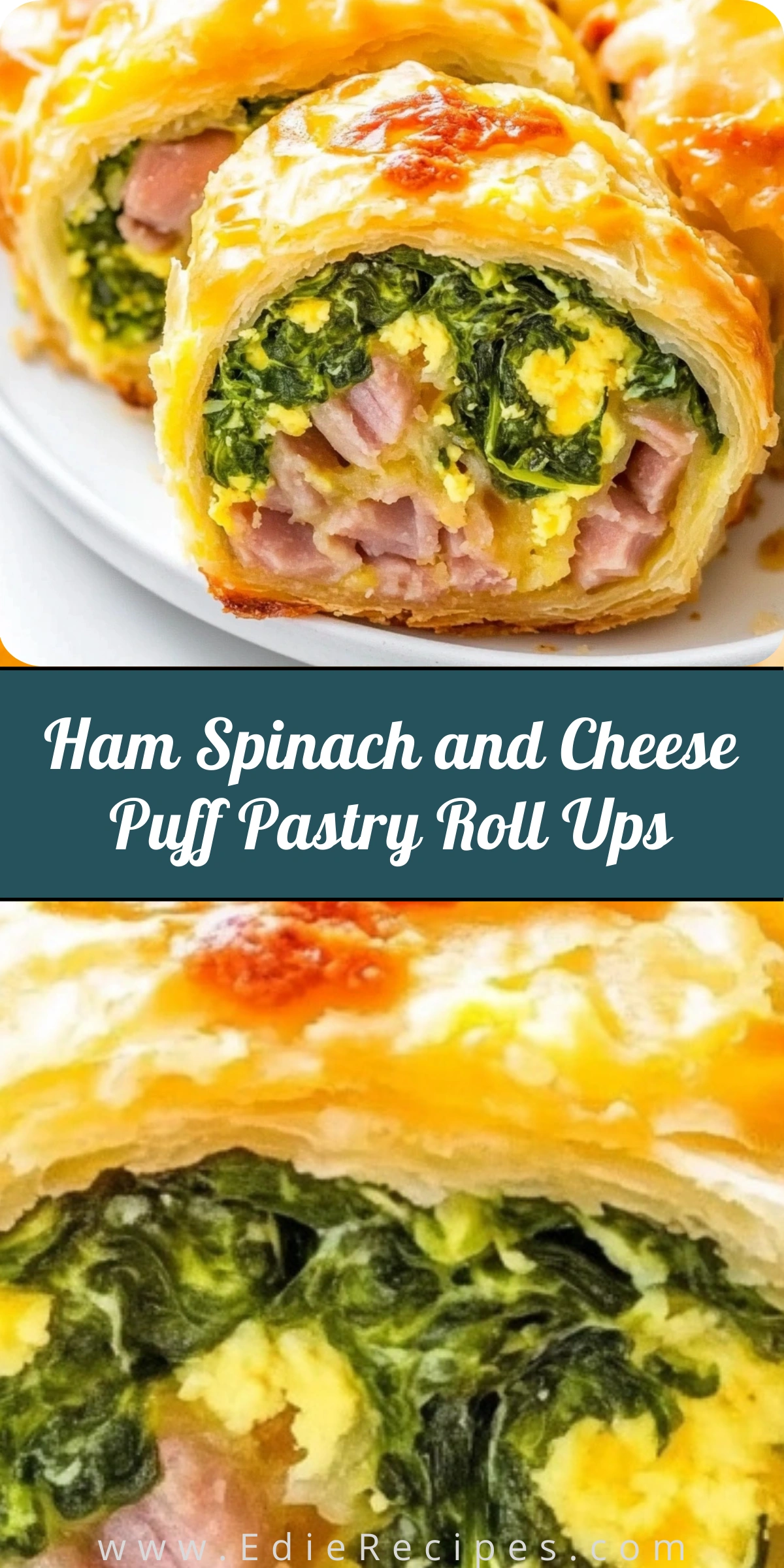Ham Spinach and Cheese Puff Pastry Roll Ups