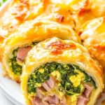 Ham Spinach and Cheese Puff Pastry Roll Ups